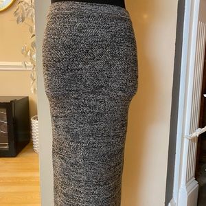 Alice+Olivia Employed Wool Black/White Heathered Knit Midi Pencil Skirt Size Med